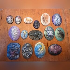 Lot 3 Of Resin Cameo Cabochons For Crafting / Jewelry Making 20x30 mm